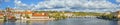Beautiful autumn panorama of river Vltava, ancient JirÃÂ¡sek bridge, old city center and Royalty Free Stock Photo