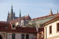 Beautiful views of the Wallenstein Gardens Park. View of Prague Castle and St. Vitus Cathedral. Royalty Free Stock Photo