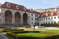 Beautiful views of the Wallenstein Gardens Park. View of Prague Castle and St. Vitus Cathedral. Royalty Free Stock Photo