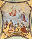 Fresco on ceiling of The Prague Loreto -remarkable Baroque historic monument, Prague, Czech Republic.