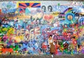 The Lennon Wall or John Lennon Wall, Prague Czech Republic. Since the 1980s it has been symbol of global ideals such as love and p