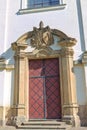 Metal brown antique door in the old town of Prague.