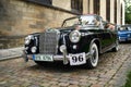 Vintage black Mercedes car at the Prazska Noblesa event in Prague, Czechia