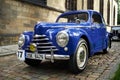 Vintage blue Skoda car in Prague, Czech Reublic