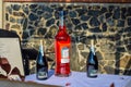 PRAGUE, CZECH REPUBLIC - OKTOBER 10, 2018: A bottle of red wine and two bottles of Italian wine on the table