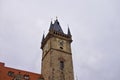 Prague, Czech Republic: the Old Town Hall Tower above the Astronomical Clock Royalty Free Stock Photo