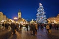 Christmas market at Old Town Square of Prague, Czech Republic Royalty Free Stock Photo