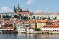 Prague - Czech Republic - Panoramic view over Old Town and the Moldau river as taken from the Charles bridge Royalty Free Stock Photo