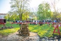 Prague, Czech Republic - 30.04.2019: People celebrate a traditional holiday Walpurgis night, witch burning and spring welcoming