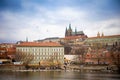 Prague, Czech Republic - 6.01.2019: Prague Castle above the River Vltava in the winter Day, Czech Republic Royalty Free Stock Photo