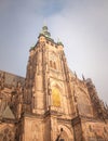Prague, Czech Republic 1/2/2020: Prague Castle, details of the St. Vitus Cathedral