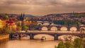 Prague, Czech Republic: romantic bridges that crosses Vltava river Royalty Free Stock Photo