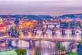 Prague, Czech Republic: romantic bridges that crosses Vltava river Royalty Free Stock Photo