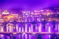 Prague, Czech Republic: romantic bridges that crosses Vltava river Royalty Free Stock Photo