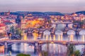 Prague, Czech Republic: romantic bridges that crosses Vltava river Royalty Free Stock Photo