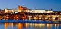 Prague, Czech Republic - scenic view of Charles Bridge, Castle and St. Vitus at night Royalty Free Stock Photo