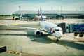 Prague, Czech Republic - September 17, 2012. Airplane ready for passengers boarding at Vaclav Havel Airport Royalty Free Stock Photo