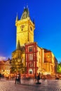 PRAGUE,CZECH REPUBLIC- SEPTEMBER 12, 2015:Astronomical Clock(Staromestske namesti)on historic square in the Old Town quarter of P Royalty Free Stock Photo