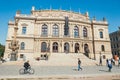 The building of Rudolfiunum concert halls on Jan Palach Square with unidentified peop