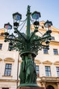 Prague, Czech republic - September 19, 2020. Candelabra - old streetlights in Royal Route