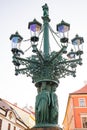 Prague, Czech republic - September 19, 2020. Candelabra - old streetlights in Royal Route