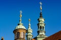 Prague, Czech republic - September 19, 2020. Golden details of the tops of Brevnov Monastery Royalty Free Stock Photo