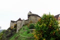 Prague, Czech Republic, September 29, 2017: Lockett Castle on the River Eger. Castle in the Czech Republic. Autumn. Blue sky.