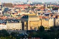 Prague, Czech republic - September 19, 2020. Panorama of National Theatre and surrounding by the riverbank
