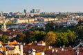 Prague, Czech republic - September 19, 2020. Panorama of Prague 2 and 4 with Vysehrad and skyscrapers Royalty Free Stock Photo