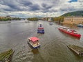PRAGUE, CZECH REPUBLIC - SEPTEMBER 6, 2017. River boat cruise to Charles bridge and Vltava, Prague, Czech Republic Royalty Free Stock Photo