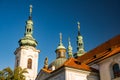 Prague, Czech republic - September 19, 2020. Towers of the Brevnov Monastery Royalty Free Stock Photo