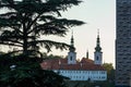 Prague, Czech republic - September 19, 2020. Towers of the Brevnov Monastery Royalty Free Stock Photo