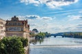 View of the city and the Vltava River in Prague, the capital of the Czech Republic. Royalty Free Stock Photo