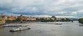 Prague, Czech Republic skyline with historic Charles Bridge. Boat cruise on Vltava river Royalty Free Stock Photo