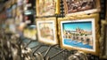 Prague Czech Republic souvenir magnet displayed at gift shop, close-up view