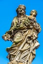 Statues of Madonna by Matej Vaclav Jackel on the north side of Charles Bridge over river Vltava in Prague, Czech Republic Royalty Free Stock Photo