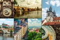 Prague, Czech Republic travel photo collage.