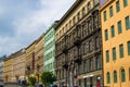 Prague, Czech Republic; 5/17/2019: Typical colorful czech buildings located near Wenceslas Square Royalty Free Stock Photo