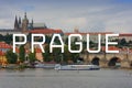 Prague, Czechia city name typography postcard Royalty Free Stock Photo
