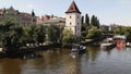 Malostranska vodarna, water tower on the Vltava River in Prague, Czechia