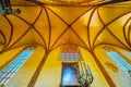 Original Gothic ribbed vault of the side aisle of Church of Our Lady before Tyn, on March 11 in Prague, Czechia