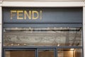 Fendi logo in front of their main boutique for Prague. Royalty Free Stock Photo