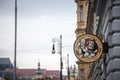 Gambrinus logo in front of a local retailer bar in Prague.