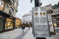 Poster from the Czech police warning foreign tourists against alcohol drinking and binge drinking in the city center of the city,