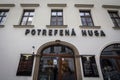 Potrefena Husa logo in front of their local restaurant in Prague. Royalty Free Stock Photo