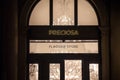 Preciosa logo on their store for downtown Prague.