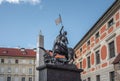 Statue of Saint George at Prague Castle 3rd Courtyard with St Vitus Cathedral - Prague, Czech Republic Royalty Free Stock Photo