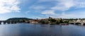 View of the Vltava River and Prague Castle and city Royalty Free Stock Photo