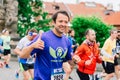 Prague, Czechia - 7th May 2023 - Runners of the Prague Half marathon in the city streets.