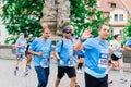 Prague, Czechia - 7th May 2023 - Runners of the Prague Half marathon in the city streets.